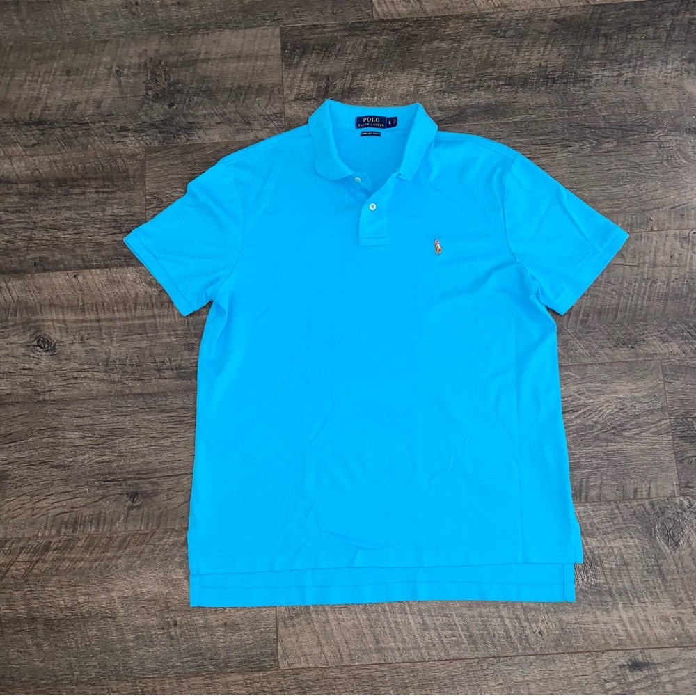 Polo Ralph Lauren Large Pima Soft Touch Polo Shirt Short Sleeve Blue Color Logo